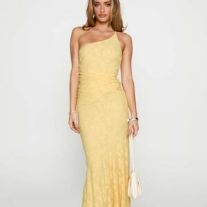 Princess Polly Yellow Asymmetrical Backless Gown